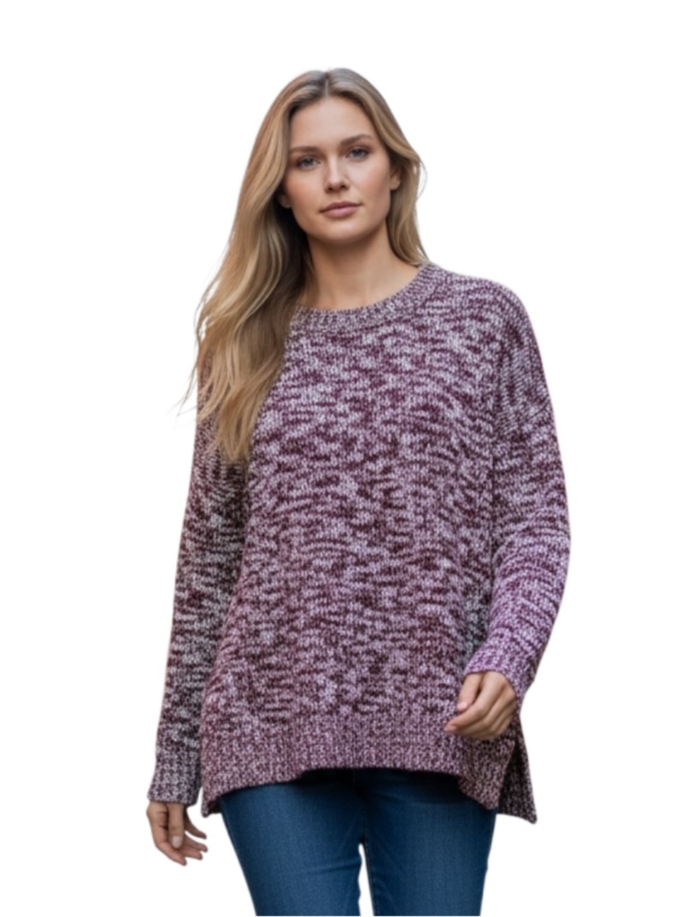 BP Marled Knit Sweater - Purple and White